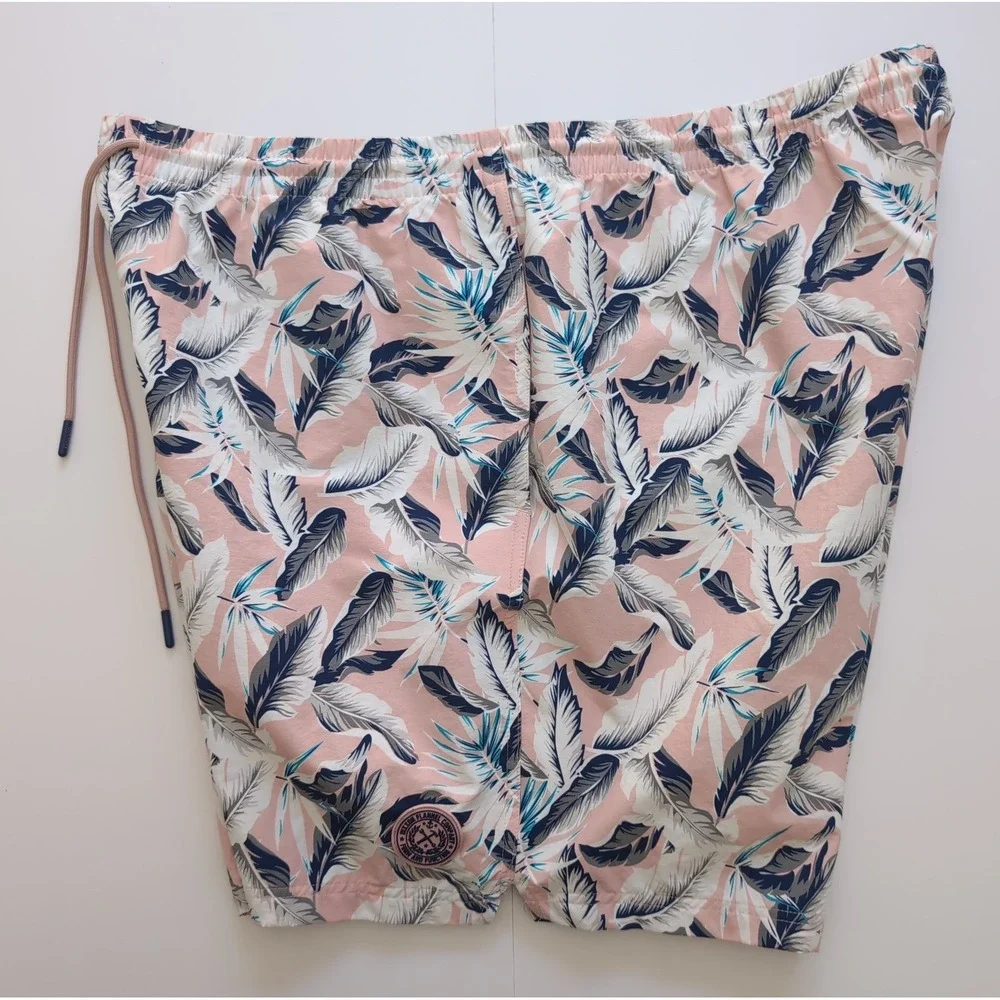 Dixxon Flannel Co Barbuda Boardshorts Mens 2XL Pink Palm Leaf Trunks XXL Beach
